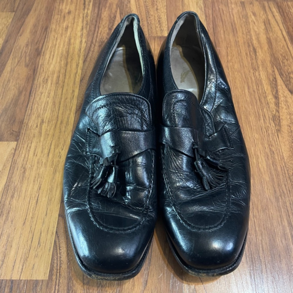 Alden 577 Black Leather Tassel Loafers Mens 11.5 B/D Vintage 80s Dress Shoes